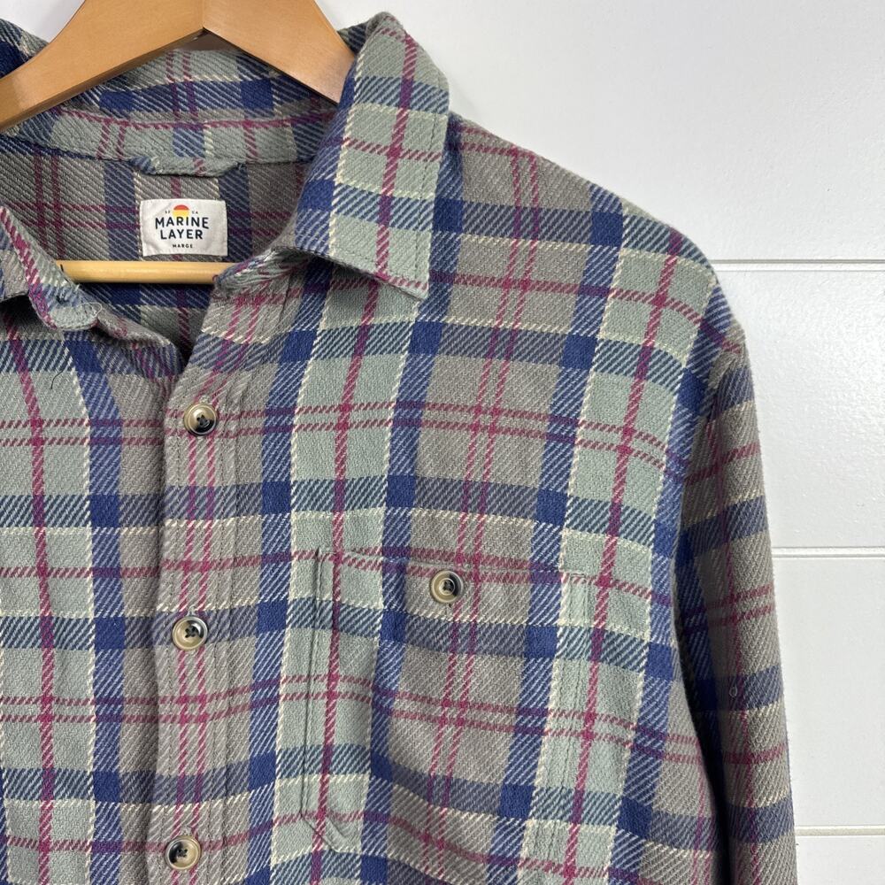 Marine Layer Plaid Broken Twill Button Front Shirt Multicolor sz Marge (M/L)